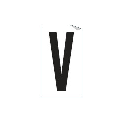 Foglio n. 1 etichetta autoadesiva B/N lettera V