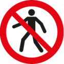 Segnale adesivo circolare per pavimenti simbolo divieto di transito