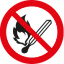 Segnale adesivo circolare per pavimenti simbolo vietato usare fiamme. .