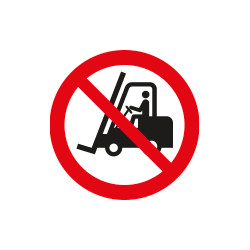 Segnale adesivo circolare per pavimenti vietato accesso carrelli elev.