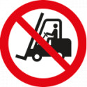 Segnale adesivo circolare per pavimenti vietato accesso carrelli elev.