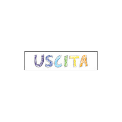 Scritta autoadesiva per pavimenti "Uscita" colorata mm500x125