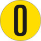 Bollo fondo giallo numero "0" colore nero autoadesivo per pavimenti