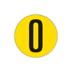 Bollo fondo giallo numero "0" colore nero autoadesivo per pavimenti
