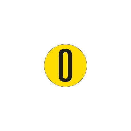 Bollo fondo giallo numero "0" colore nero autoadesivo per pavimenti