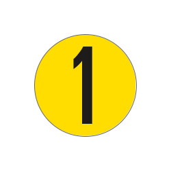 Bollo fondo giallo numero "1" colore nero autoadesivo per pavimenti