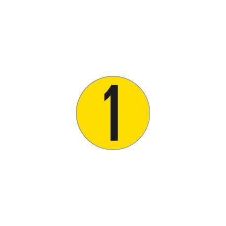 Bollo fondo giallo numero "1" colore nero autoadesivo per pavimenti