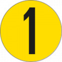 Bollo fondo giallo numero "1" colore nero autoadesivo per pavimenti