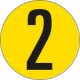 Bollo fondo giallo numero "2" colore nero autoadesivo per pavimenti