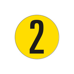Bollo fondo giallo numero "2" colore nero autoadesivo per pavimenti
