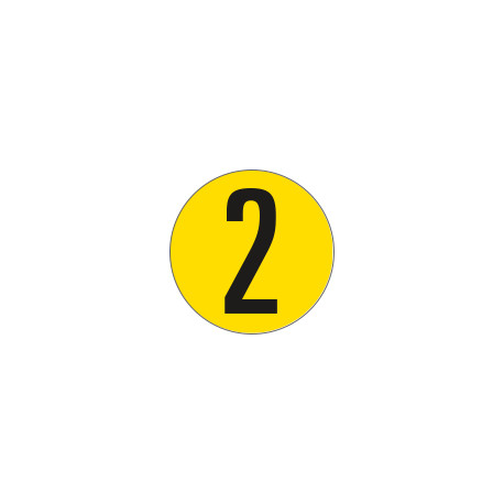 Bollo fondo giallo numero "2" colore nero autoadesivo per pavimenti