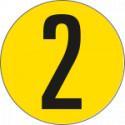 Bollo fondo giallo numero "2" colore nero autoadesivo per pavimenti