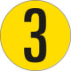 Bollo fondo giallo numero "3" colore nero autoadesivo per pavimenti