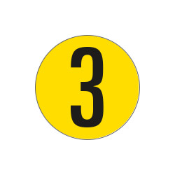 Bollo fondo giallo numero "3" colore nero autoadesivo per pavimenti