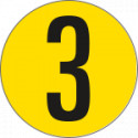 Bollo fondo giallo numero "3" colore nero autoadesivo per pavimenti