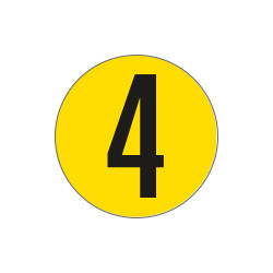 Bollo fondo giallo numero "4" colore nero autoadesivo per pavimenti