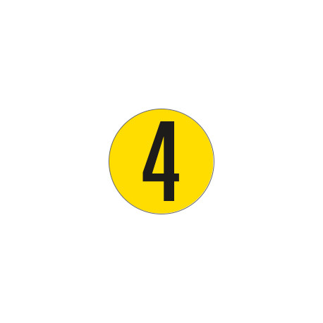 Bollo fondo giallo numero "4" colore nero autoadesivo per pavimenti