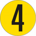 Bollo fondo giallo numero "4" colore nero autoadesivo per pavimenti