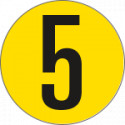 Bollo fondo giallo numero "5" colore nero autoadesivo per pavimenti
