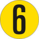 Bollo fondo giallo numero "6" colore nero autoadesivo per pavimenti