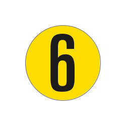 Bollo fondo giallo numero "6" colore nero autoadesivo per pavimenti