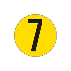 Bollo fondo giallo numero "7" colore nero autoadesivo per pavimenti