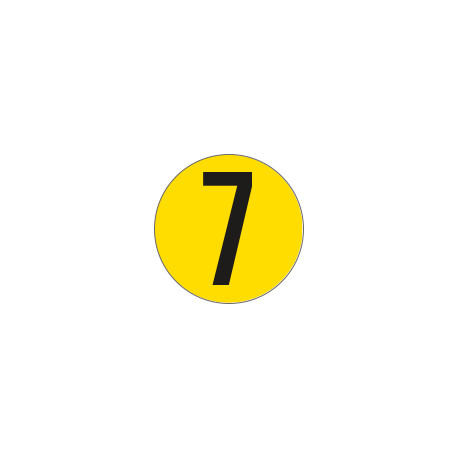 Bollo fondo giallo numero "7" colore nero autoadesivo per pavimenti