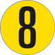 Bollo fondo giallo numero "8" colore nero autoadesivo per pavimenti