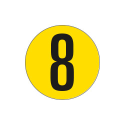 Bollo fondo giallo numero "8" colore nero autoadesivo per pavimenti