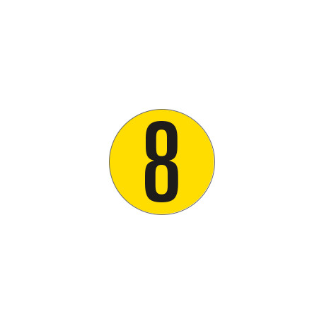 Bollo fondo giallo numero "8" colore nero autoadesivo per pavimenti
