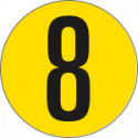 Bollo fondo giallo numero "8" colore nero autoadesivo per pavimenti
