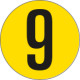 Bollo fondo giallo numero "9" colore nero autoadesivo per pavimenti