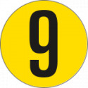 Bollo fondo giallo numero "9" colore nero autoadesivo per pavimenti