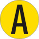 Bollo fondo giallo lettera"A" colore nero autoadesivo per pavimenti