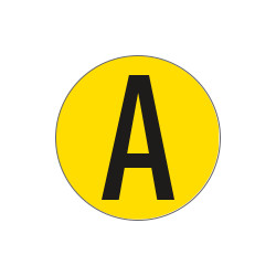 Bollo fondo giallo lettera"A" colore nero autoadesivo per pavimenti