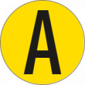 Bollo fondo giallo lettera"A" colore nero autoadesivo per pavimenti