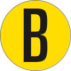 Bollo fondo giallo lettera"B" colore nero autoadesivo per pavimenti