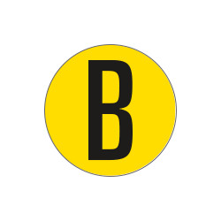 Bollo fondo giallo lettera"B" colore nero autoadesivo per pavimenti