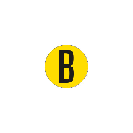 Bollo fondo giallo lettera"B" colore nero autoadesivo per pavimenti