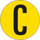 Bollo fondo giallo lettera"C" colore nero autoadesivo per pavimenti