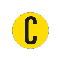 Bollo fondo giallo lettera"C" colore nero autoadesivo per pavimenti