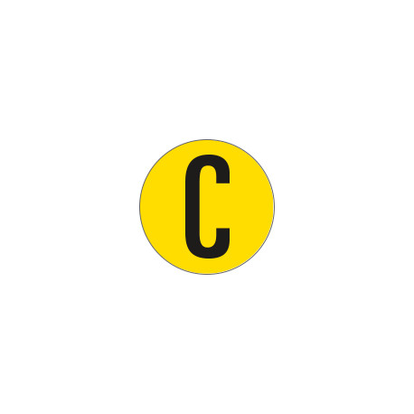 Bollo fondo giallo lettera"C" colore nero autoadesivo per pavimenti