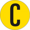 Bollo fondo giallo lettera"C" colore nero autoadesivo per pavimenti