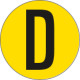Bollo fondo giallo lettera"D" colore nero autoadesivo per pavimenti
