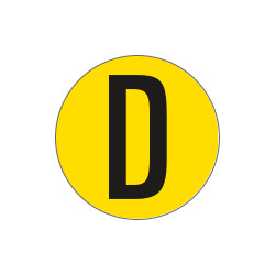 Bollo fondo giallo lettera"D" colore nero autoadesivo per pavimenti