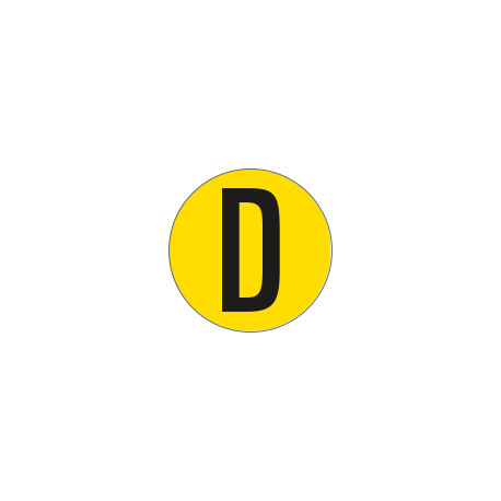 Bollo fondo giallo lettera"D" colore nero autoadesivo per pavimenti