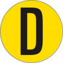 Bollo fondo giallo lettera"D" colore nero autoadesivo per pavimenti