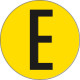 Bollo fondo giallo lettera"E" colore nero autoadesivo per pavimenti