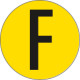Bollo fondo giallo lettera"F" colore nero autoadesivo per pavimenti