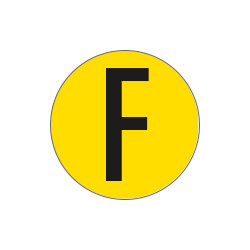 Bollo fondo giallo lettera"F" colore nero autoadesivo per pavimenti